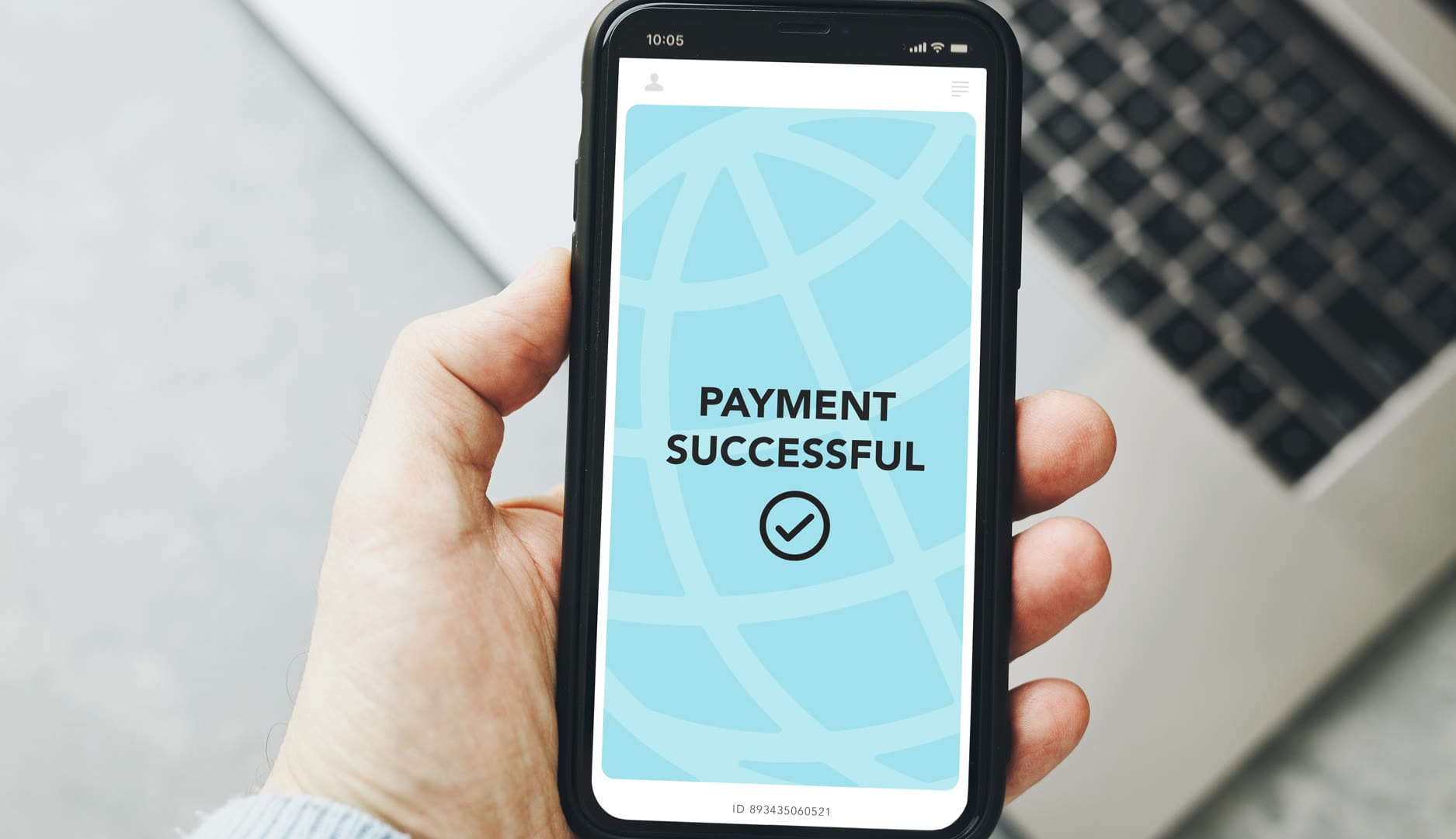 A smartphone displaying a 'Payment Successful' notification with a checkmark.