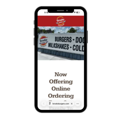 Mobile phone displaying a restaurant's online ordering page.