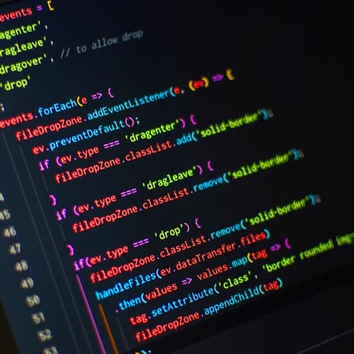 Colorful code snippet showcasing JavaScript event handling and DOM manipulation.
