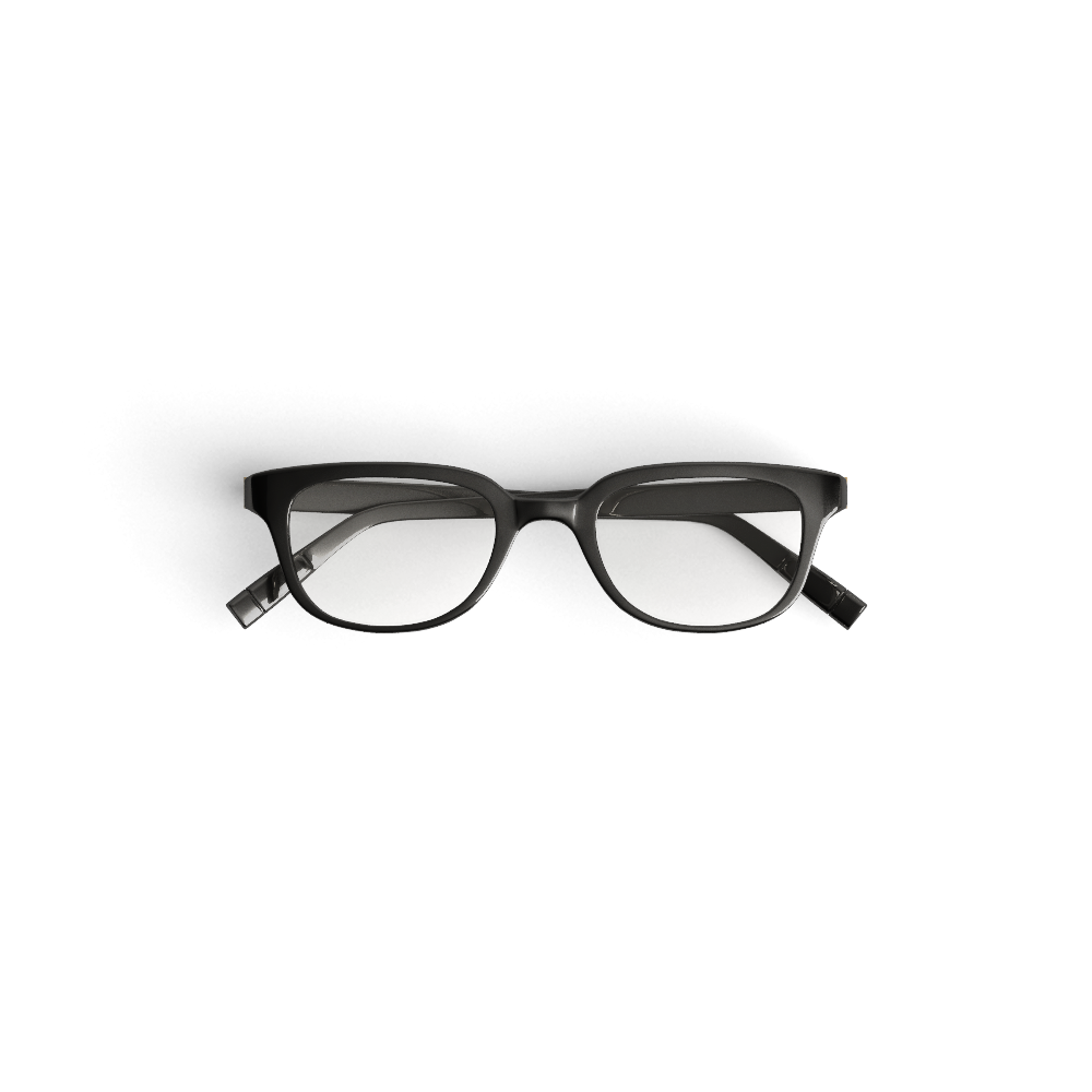 Stylish black sunglasses with a sleek design and reflective lenses.